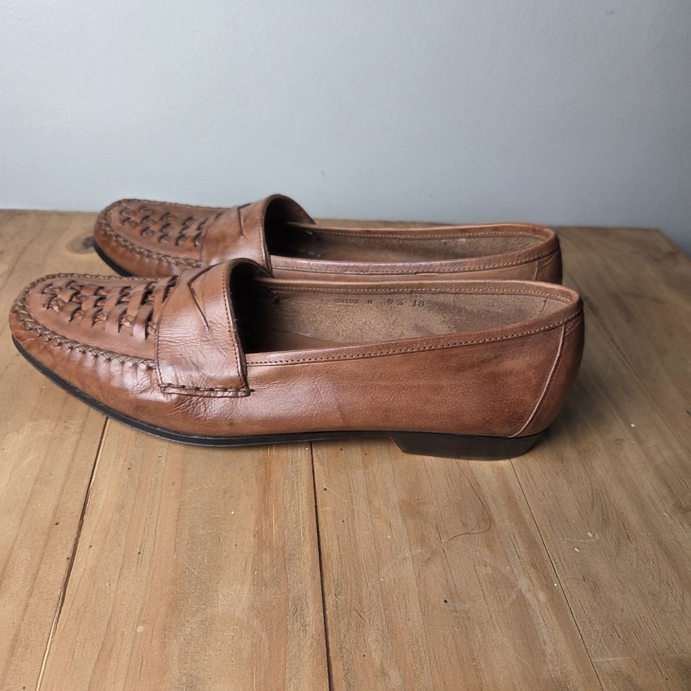 Cole Haan Men's Brown Woven Leather Penny Loafers Made in Italy Size‎ 9.5 M - Picture 8 of 9